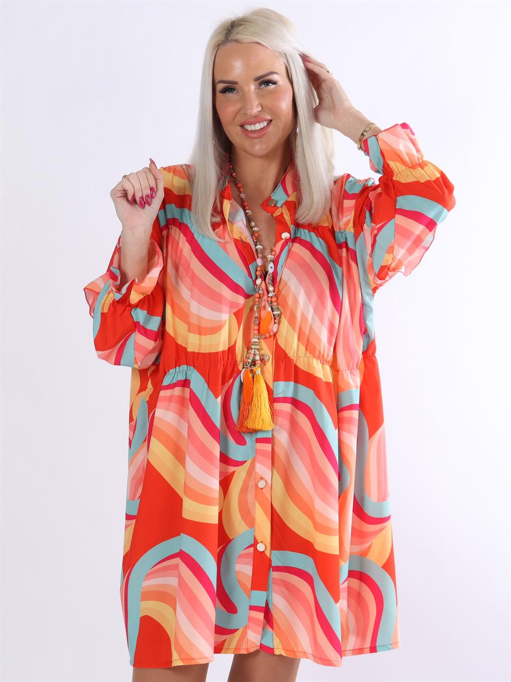 Monica Pattern - Mönstrad tunikaklänning med volanger